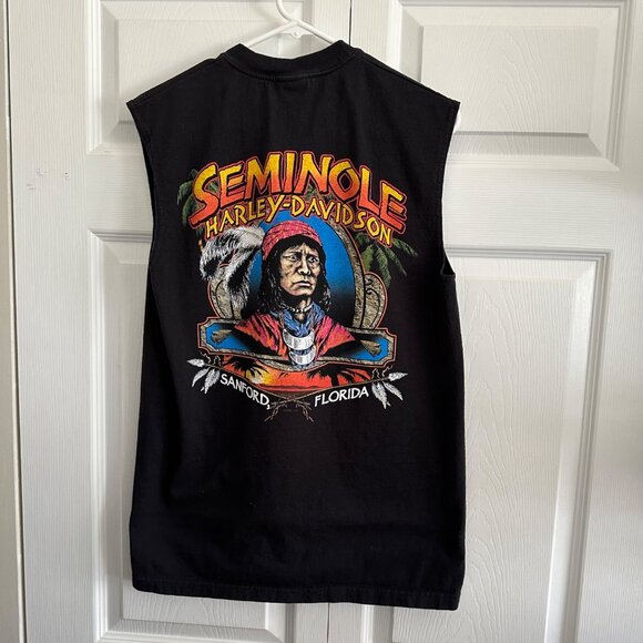 Harley-Davidson Black Men's Muscle T-Shirt Daytona Beach Seminole 2007 Made USA - Picture 2 of 10